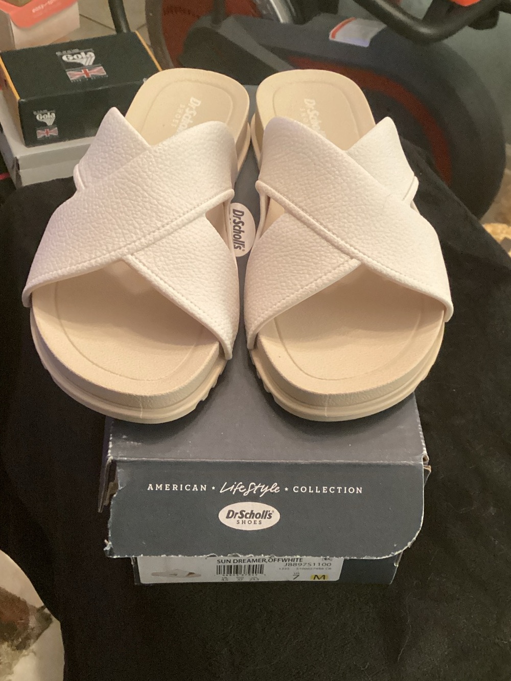 Dr. Scholl's Women's Off White Crisscross Slide Sandals